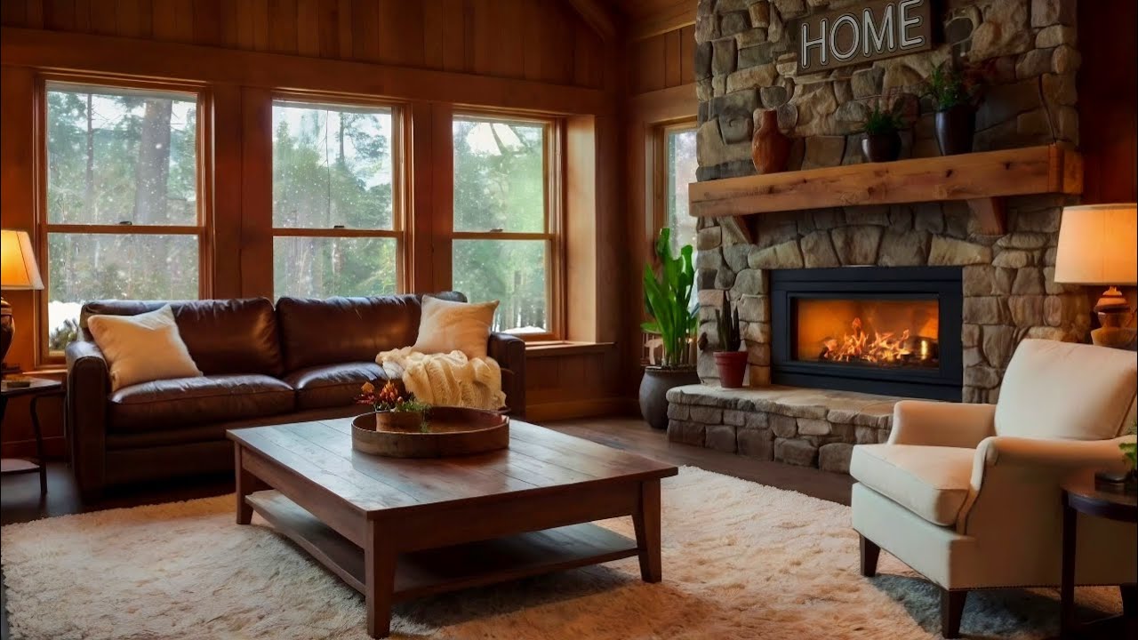 🔴🔥 Cozy Fireplace in a Winter Cabin ❄️ Warm Ambient for Sleep!