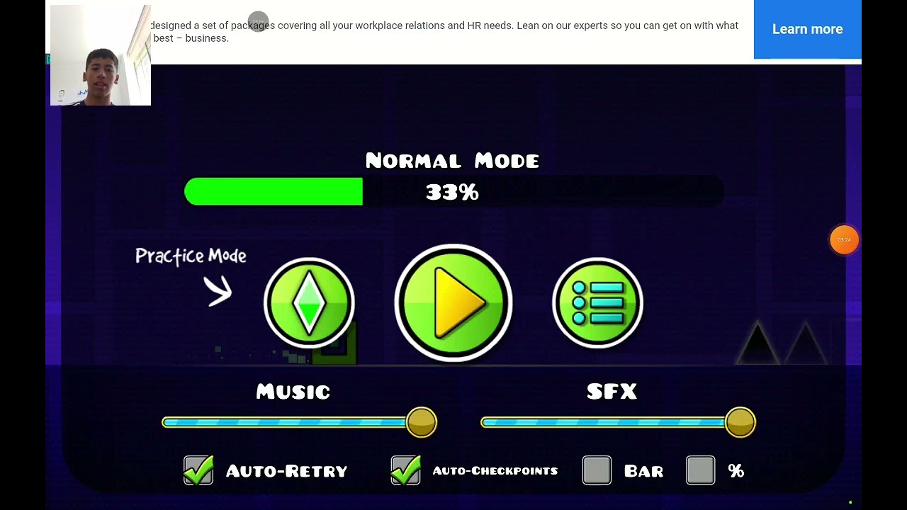 Watching a kid play geometry dash