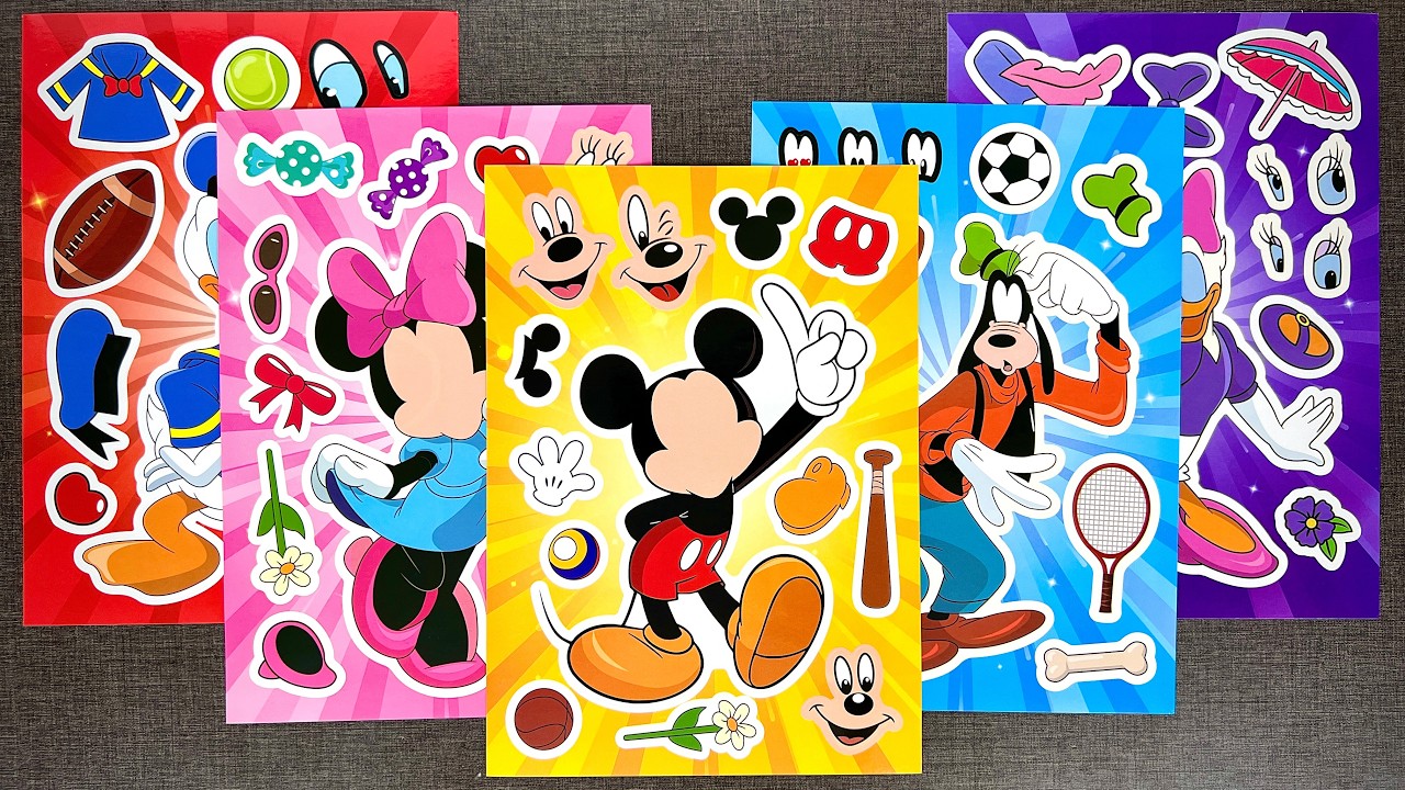 [🍒paper diy🍒] Mickey Mouse Sticker Book 🐭 Disney Sticker Makeover with Minnie, Donald & Goofy