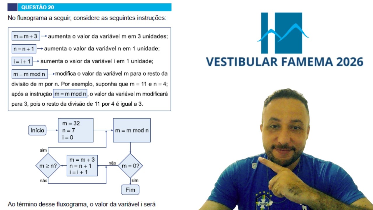 MEDICINA FAMEMA 2026 - QUESTÃO 20 - No fluxograma a seguir