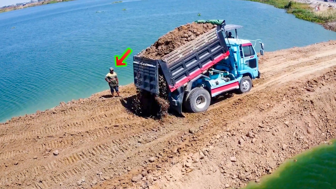 Start New Project !! Teams Work Dump Truck 5 Ton And Dozers in Action.