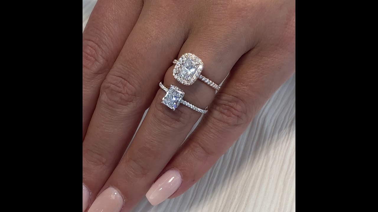 1 ct Radiant Cut Diamonds: Halo VS No-Halo