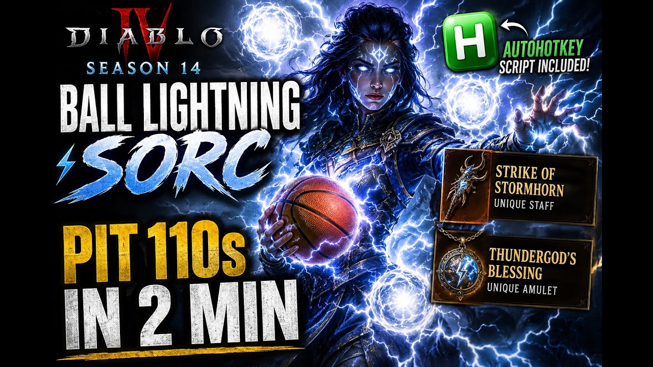 2 Min Pit 110s - 2 TRILLION+ Ball Lightning Sorc P240 (Tal Rasha Set) [DIABLO 4 SEASON 14]