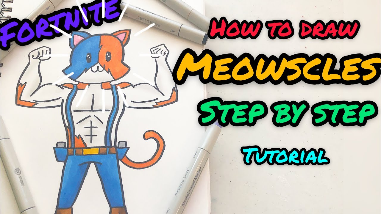 How to draw Meowscles step by step | Fortnite