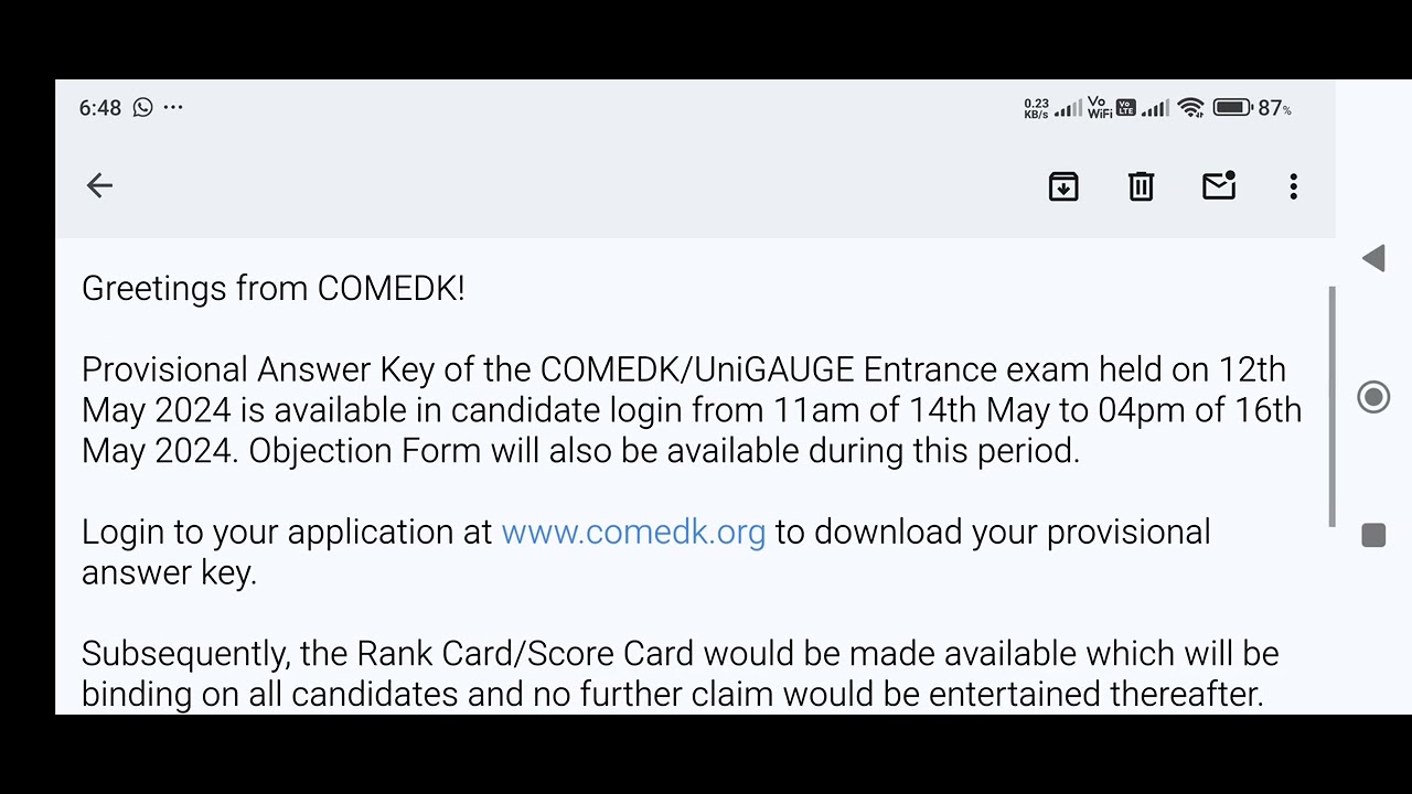 COMEDK 2024 RESPONSE SHEET RELEASED.CHECK YOURS.