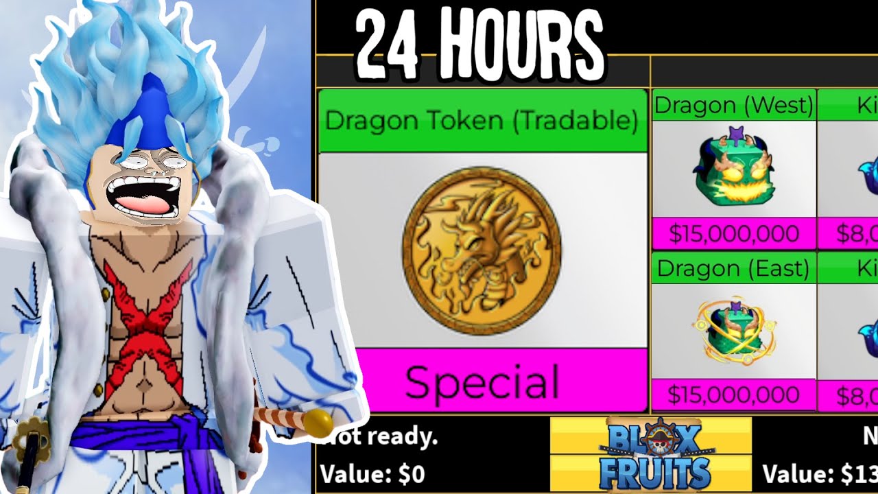 Trading DRAGON TOKENS for 24 Hours in Blox Fruits