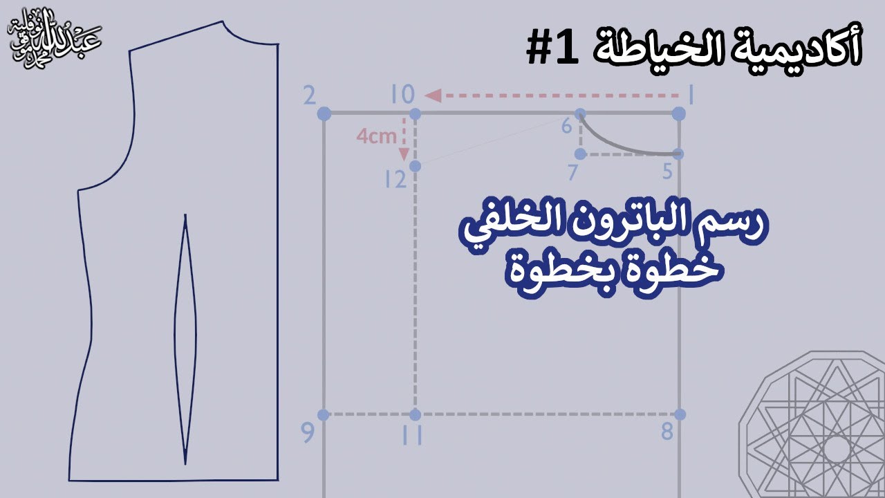 باترون الخلف السهل من أكاديمية الخياطة (Pattern Basic bodice (Back