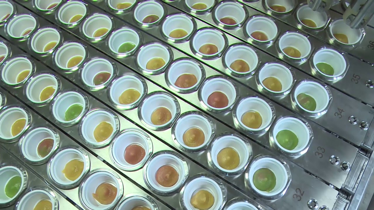 LINEA Cup Filling and Sealing Machine for Greek Yogurt with 3 Different Fruit Jams
