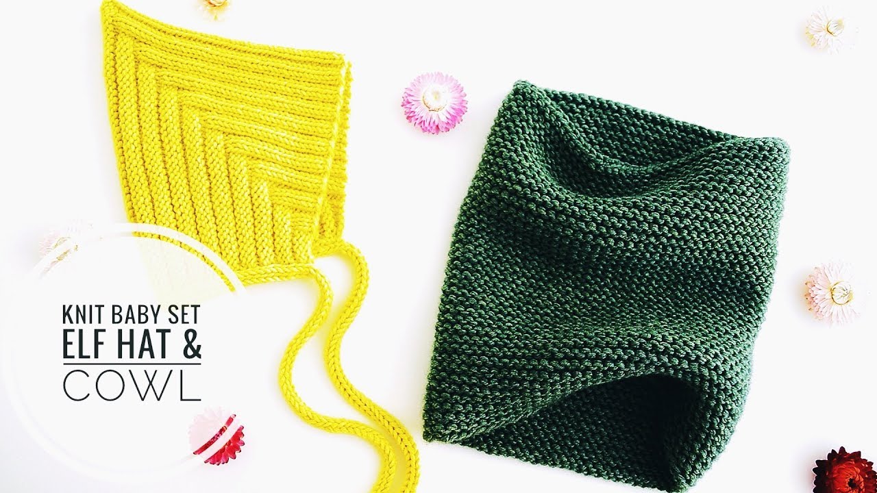 Knit BABY SET: Elf Hat & Cowl for Beginners