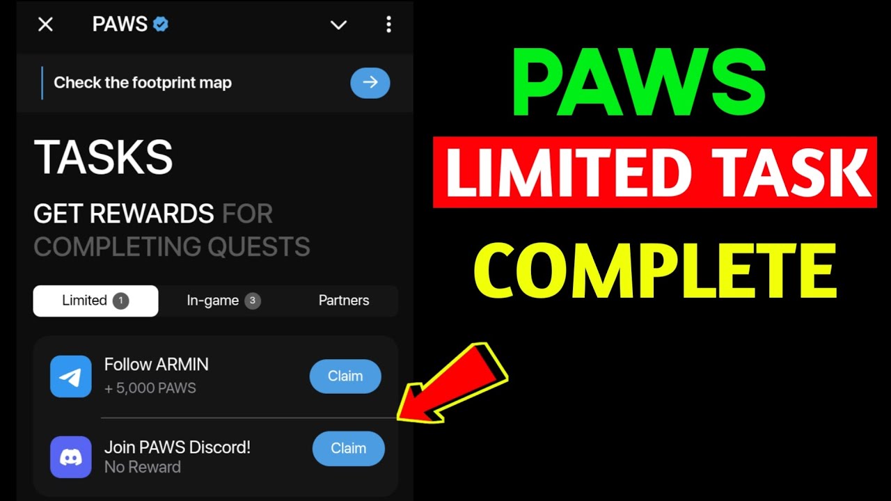 Follow ARMIN Paws New Task | Join PAWS Discord! Paws New Quest | Paws New Mystery Quest