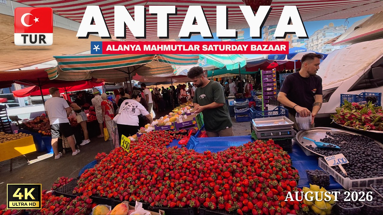 ANTALYA TURKEY 2026 4K MARKET TOUR | Alanya Mahmutlar Saturday Bazaar, Street Food, Shopping