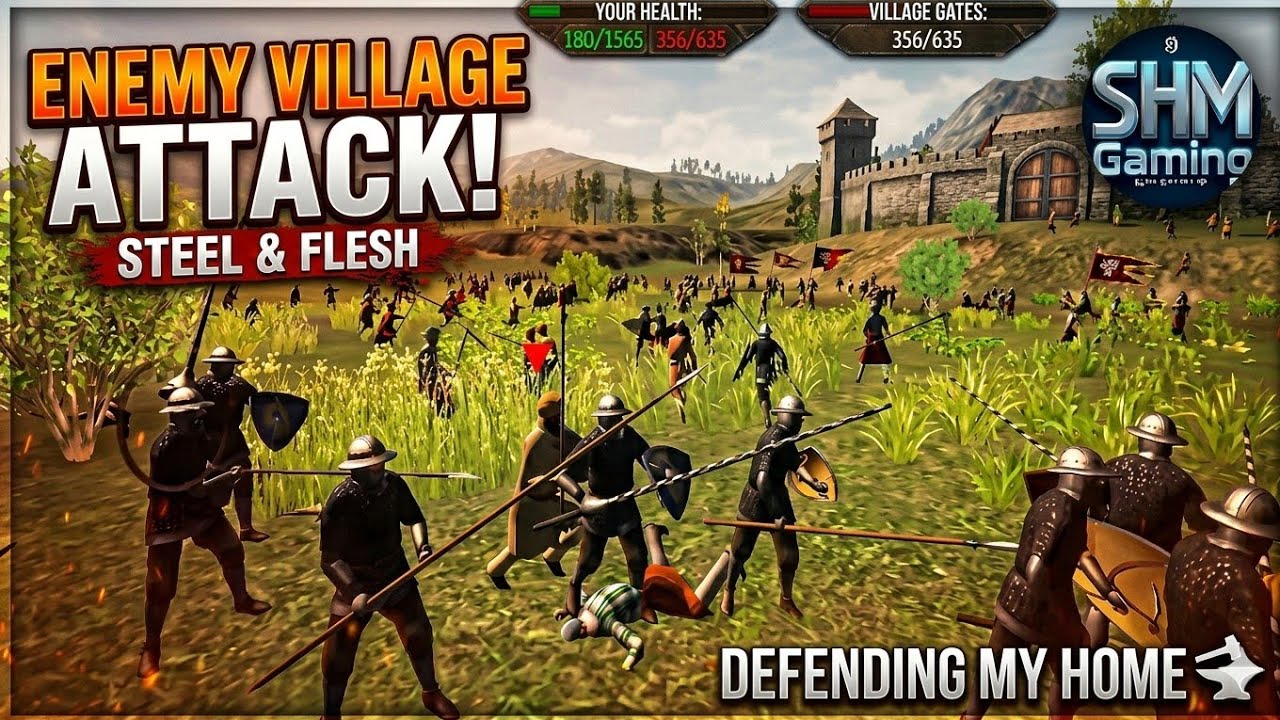ENEMY ATTACK ON MY VILLAGE AND I DEFENDING TO MY HOME IN STEEL AND FLESH 2 GAME 