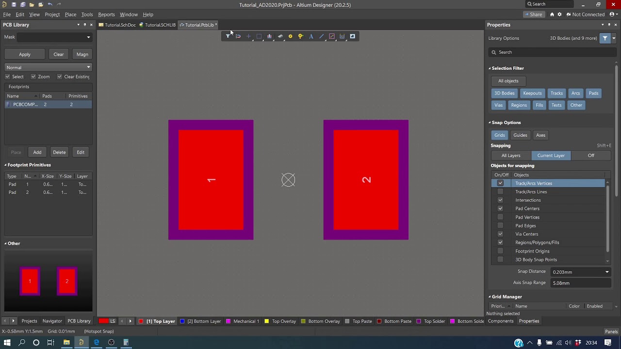 Tutorial de Altium Designer 2020 - Parte 5: diseño de footprints (I)