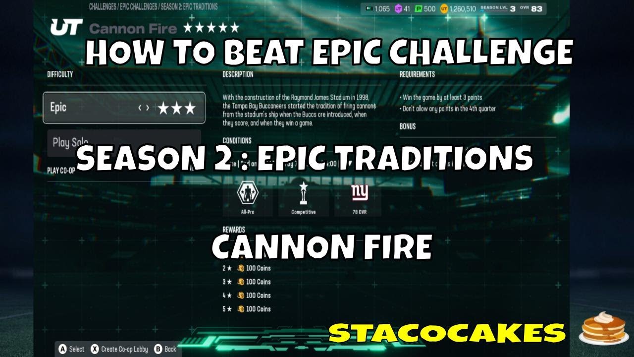 MADDEN 26 HOW TO BEAT SEASON 2 EPIC CHALLENGE CANNON FIRE SOLO