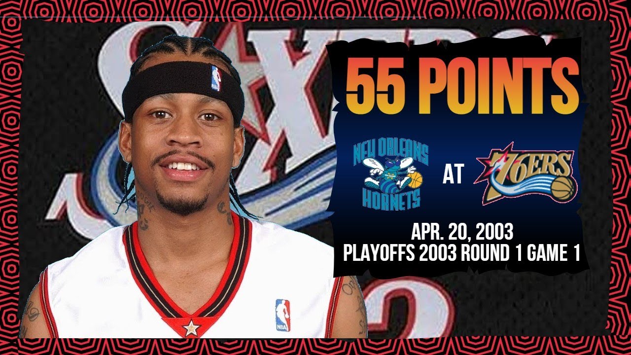 MUST SEE: Allen Iverson PLAYOFF HIGH 55 Points vs Hornets | 2003 Playoffs Round 1 Game 1
