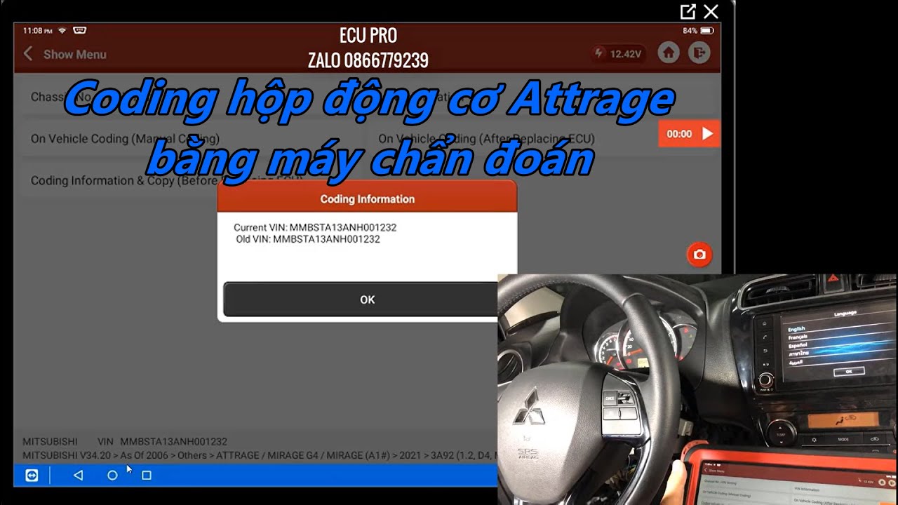 Coding hộp động cơ Mitsubishi Attrage bằng máy chẩn đoán Thinktool