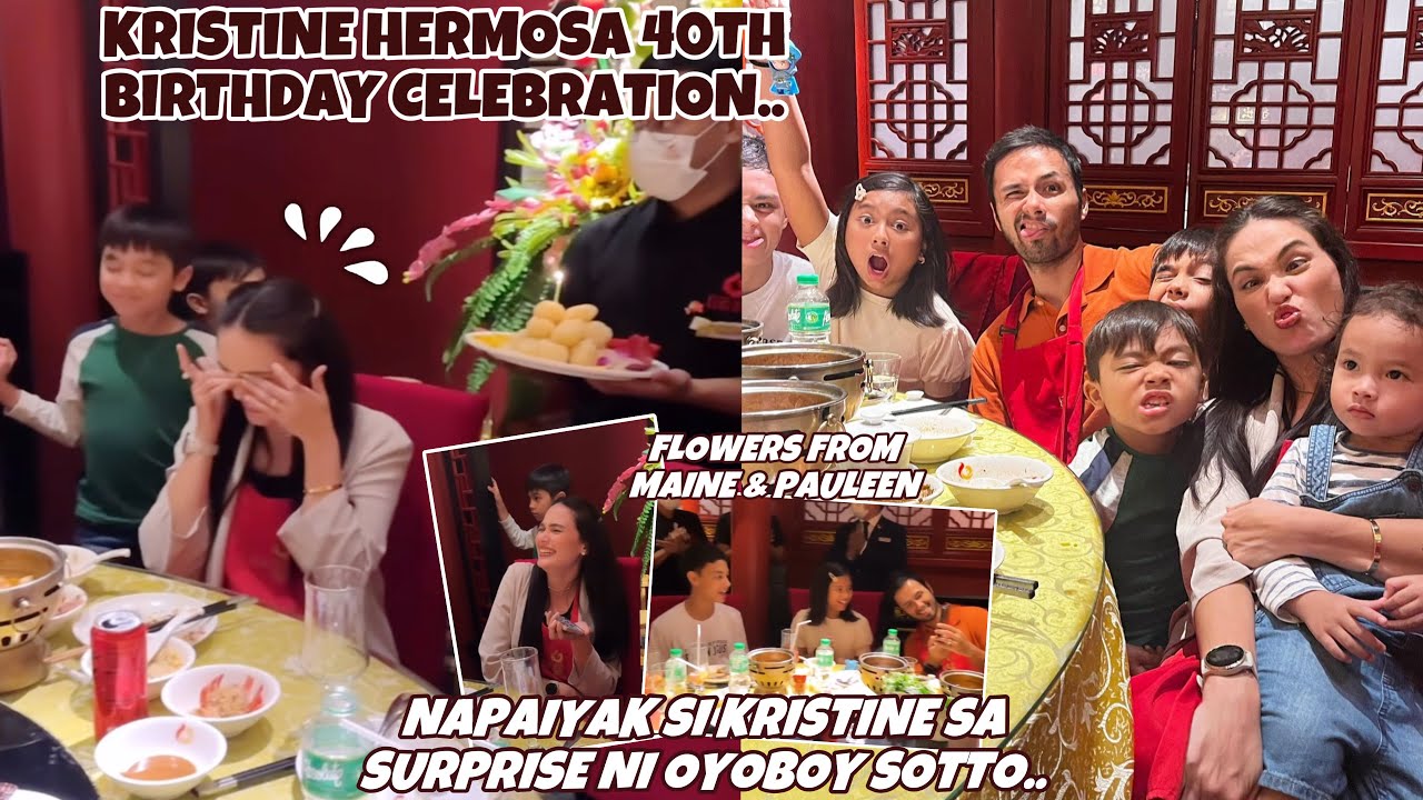 KRISTINE HERMOSA 40TH BIRTHDAY NAIYAK SA SURPRISE NI OYOBOY SOTTO 😍 PINADALHAN NG FLOWERS NI MAINE