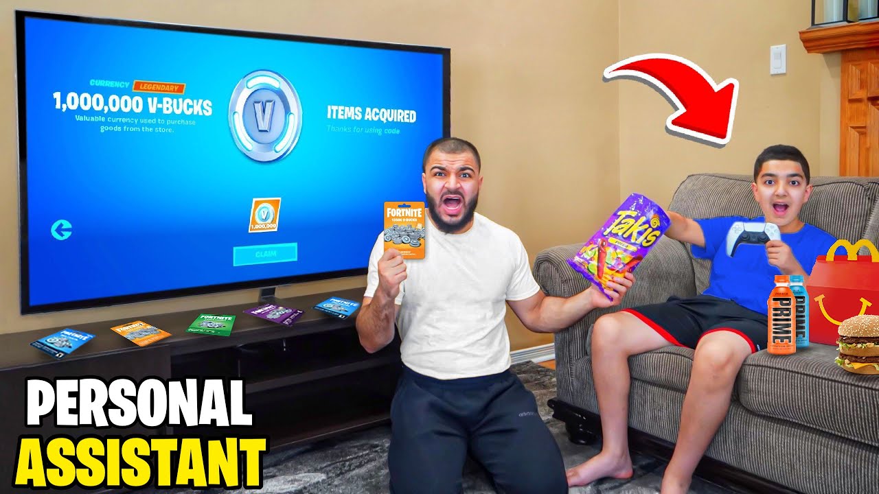 I Survived 50 Hours Being My Little Brother Personal Assistant While He Plays FORTNITE!