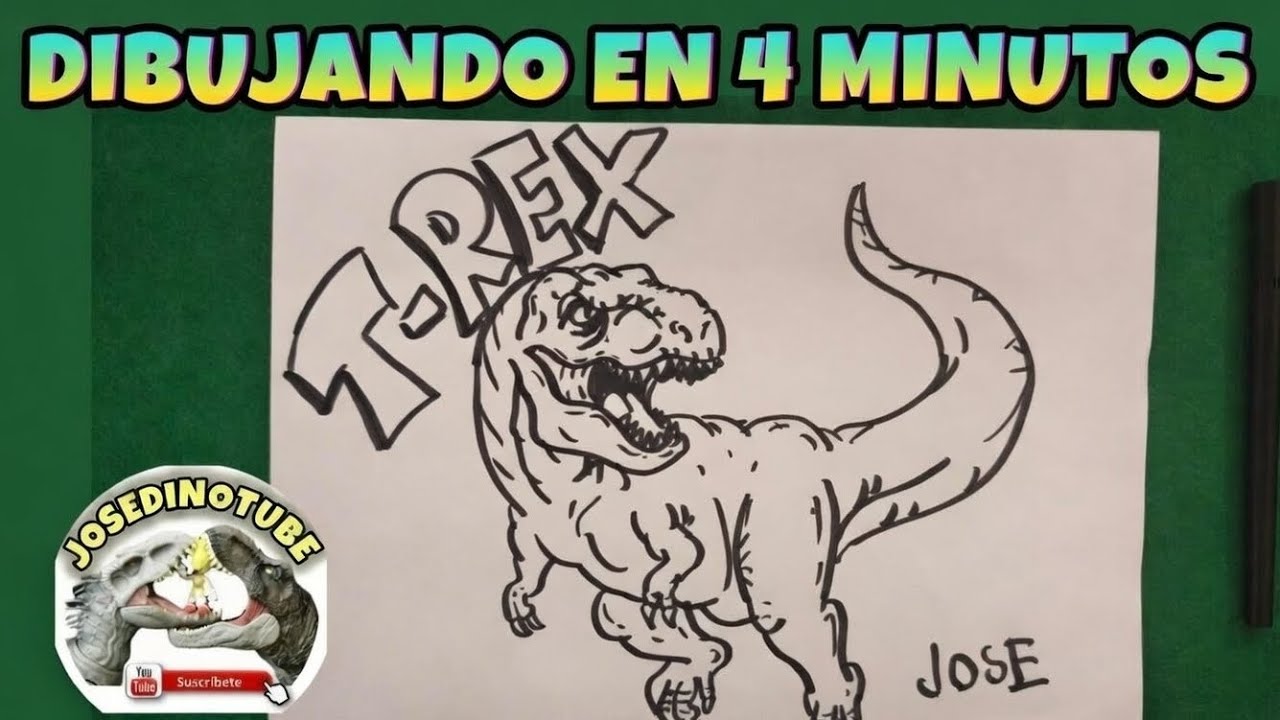 Dibujando al Tiranosaurio Rex 🦖 en 4 minutos 😱 #trex 
