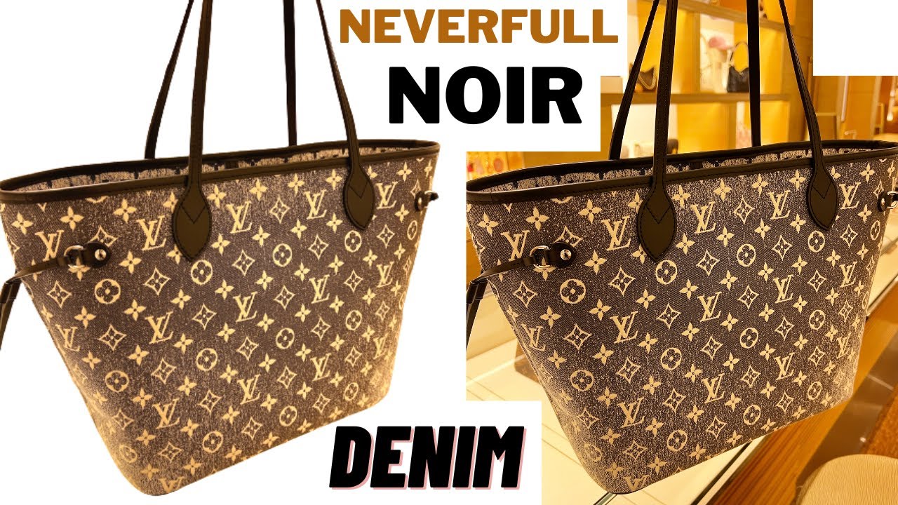 Новые джинсы Louis Vuitton Neverful MM из жаккардовой ткани черного цвета.