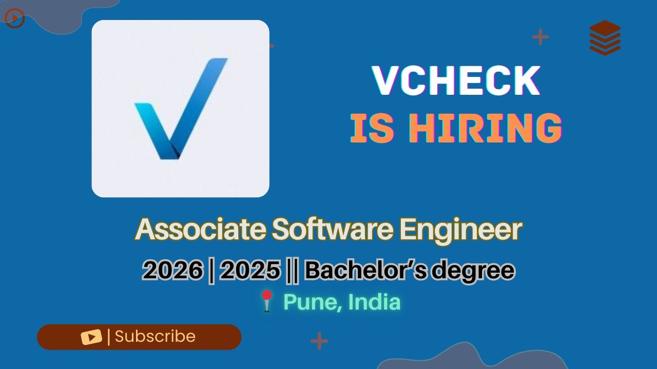 Vcheck Hiring Associate Software Engineer Intern | 2025–2026 Batch | Pune | React + Python