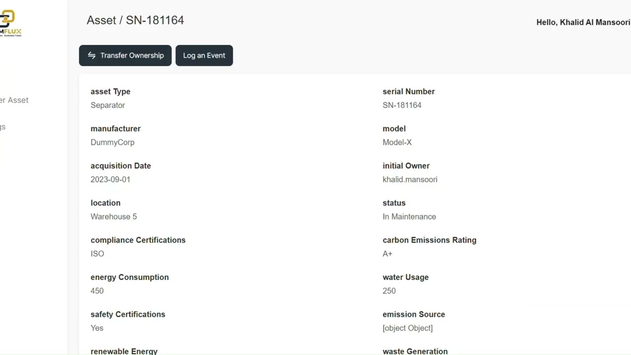ALMFlux Product Demo – Blockchain‑Verified Asset Lifecycle Management for Heavy Industry