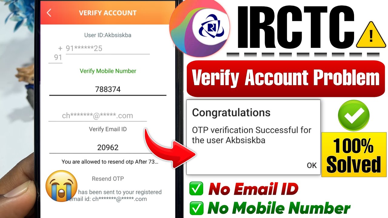 Irctc Verify Account Problem Solved ✅ | How to Verify Irctc Account Without Email ID | Irctc Verify