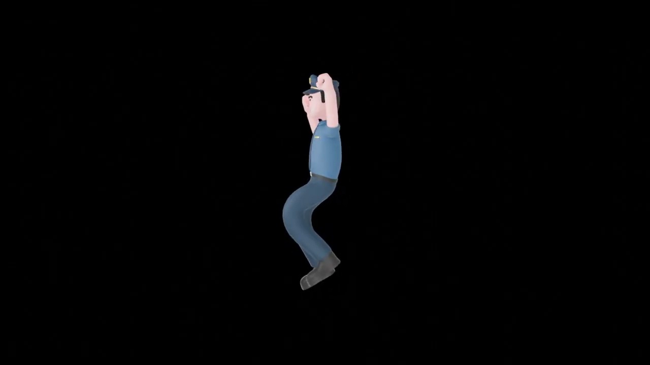 3D Cartoon Police Officer Turntable | Jumping Joy Pose