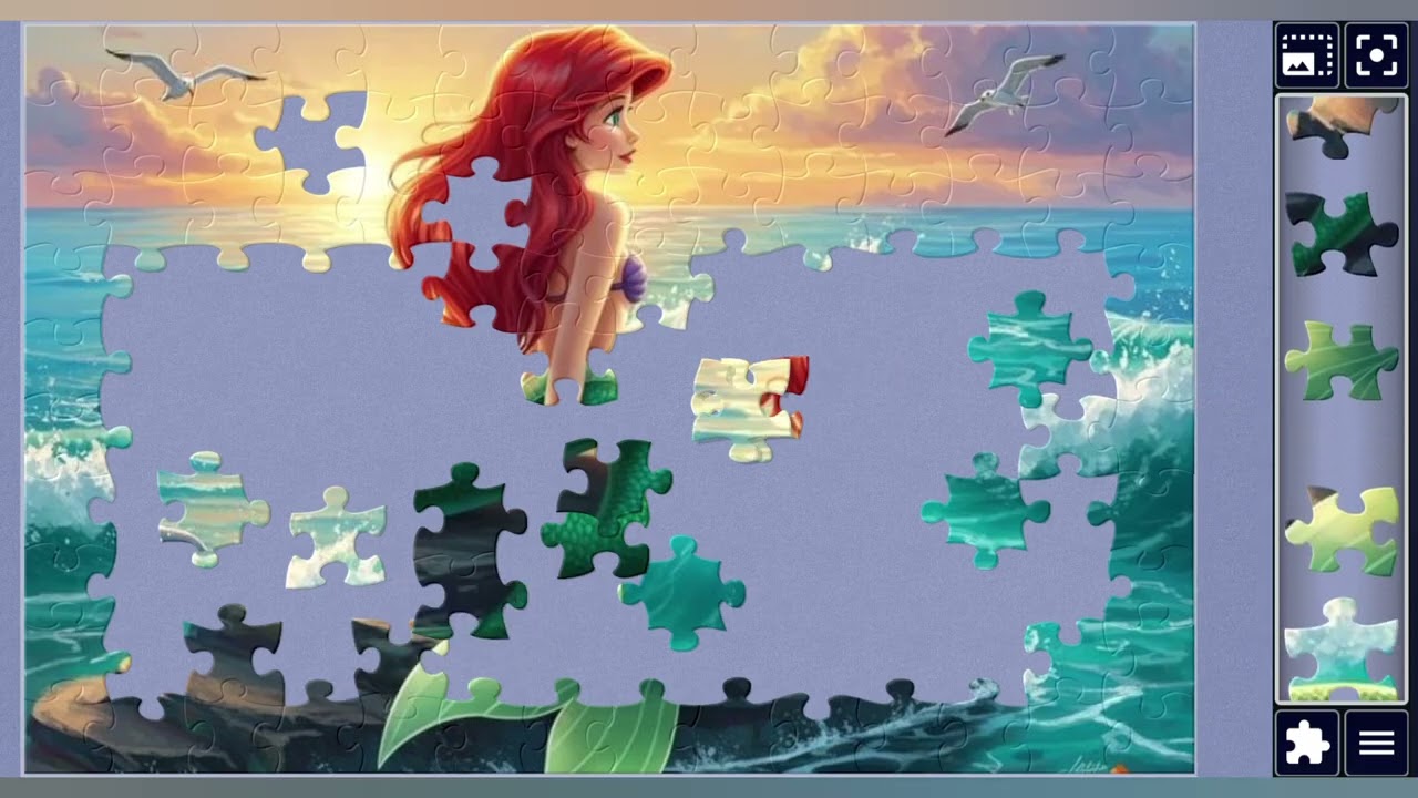 Ariel's Sunset Perch🧜‍♀️🪨🌊🌅✨️🪄//jigsaw puzzles🧩//jigsaw puzzles journey🧩//puzzles Art🧩//