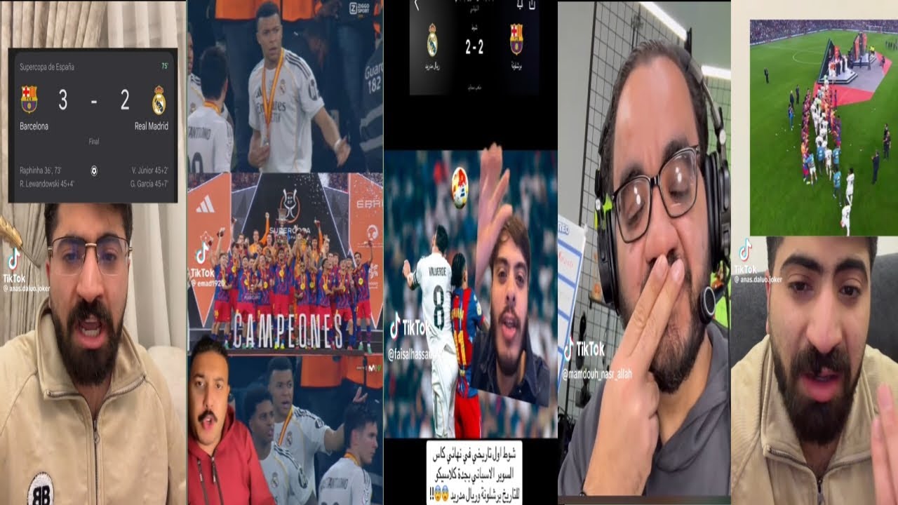 ردة فعل جماهير برشلونة وريال مدريد على فوز برشلونة 3/2 😱🔥تحفيل جماهير برشلونة😂وغضب جماهير الريال😡