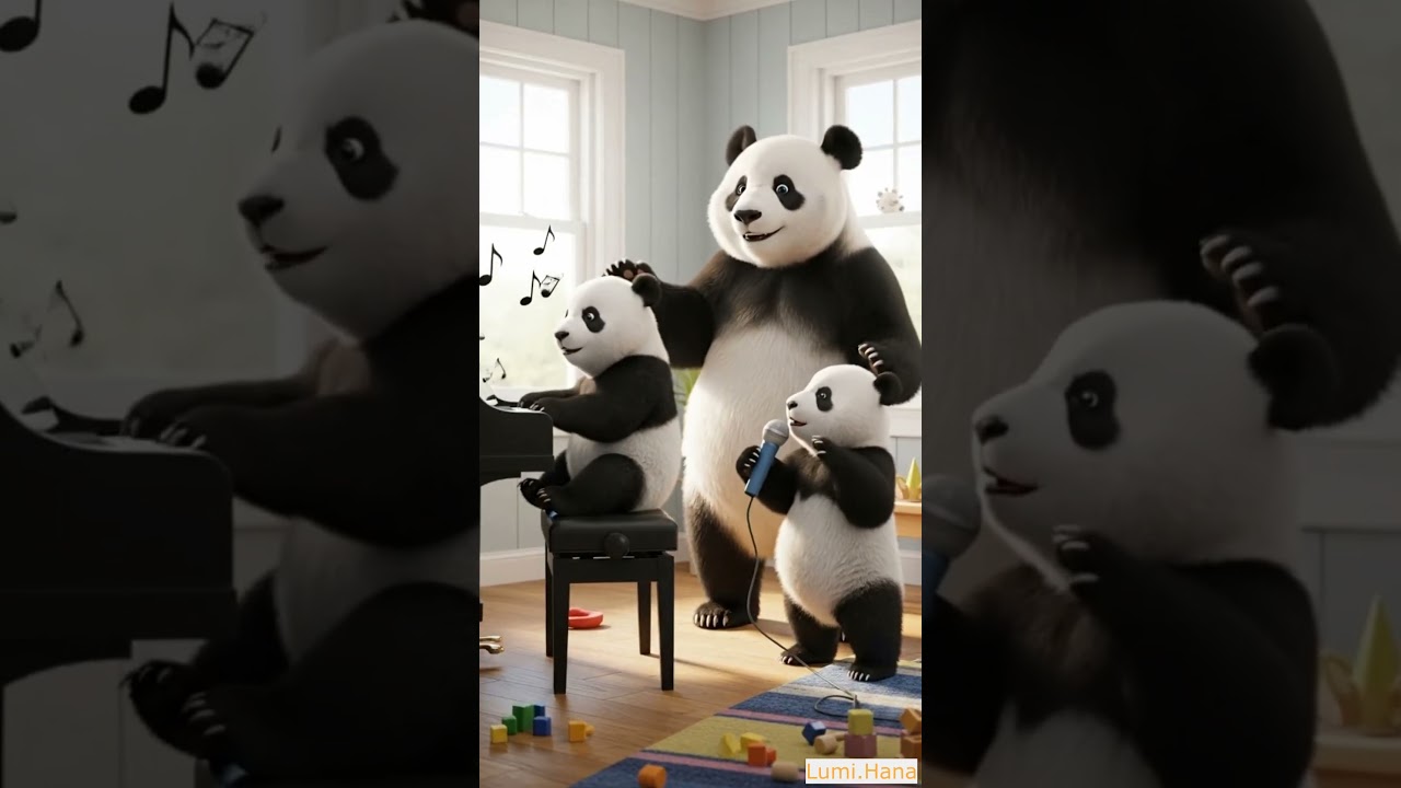 Милая панда играет музыку 