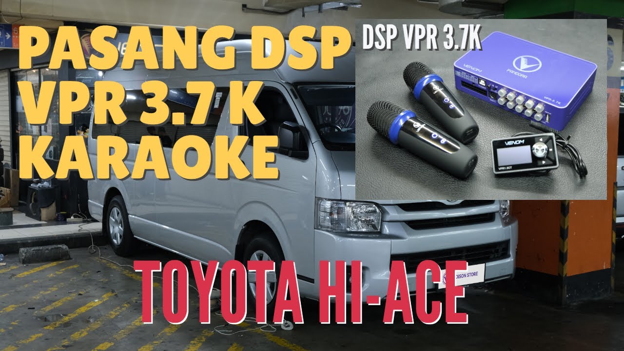 Toyota Hi-Ace Pasang DSP Karaoke dengan amplifier 4 channel, subwoofer dan head unit android plus TV