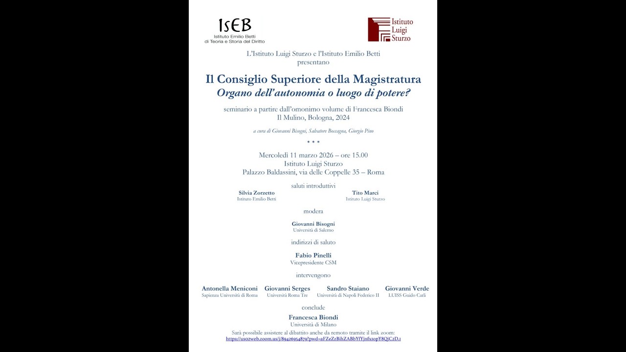11/03/2026 - Il Consiglio Superiore della Magistratura. Organo dell’autonomia o luogo di potere?