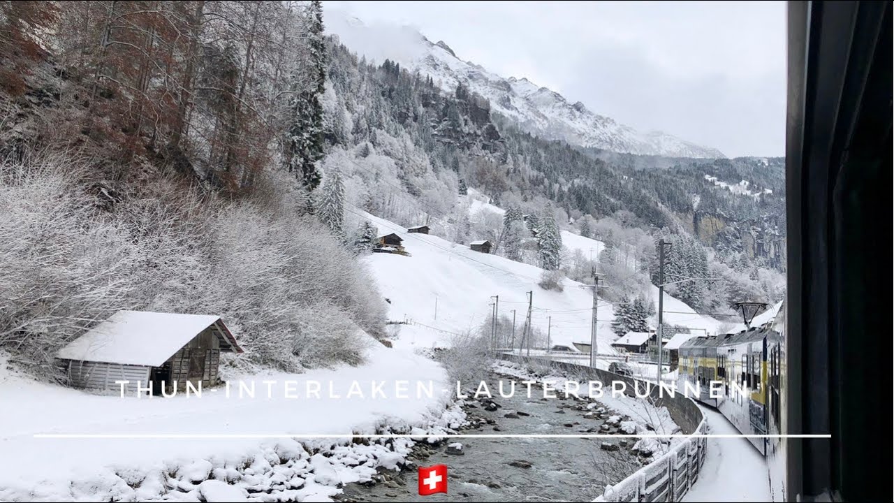 Thun - Interlaken - Lauterbrunnen Train Travel in Winter❄️🥶 |Switzerland 🇨🇭