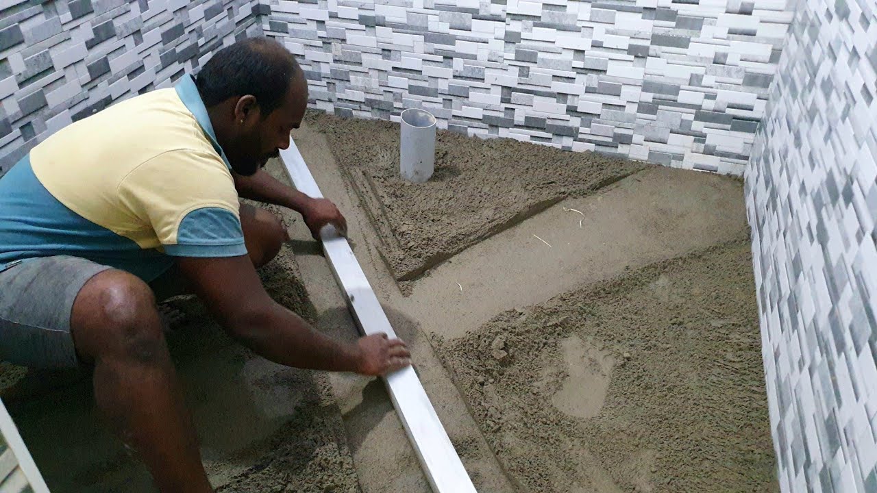 Toilet  techniques _ 2×2 Floor tiles Installation in Bathroom|Fitting floor tiles|sumi construction