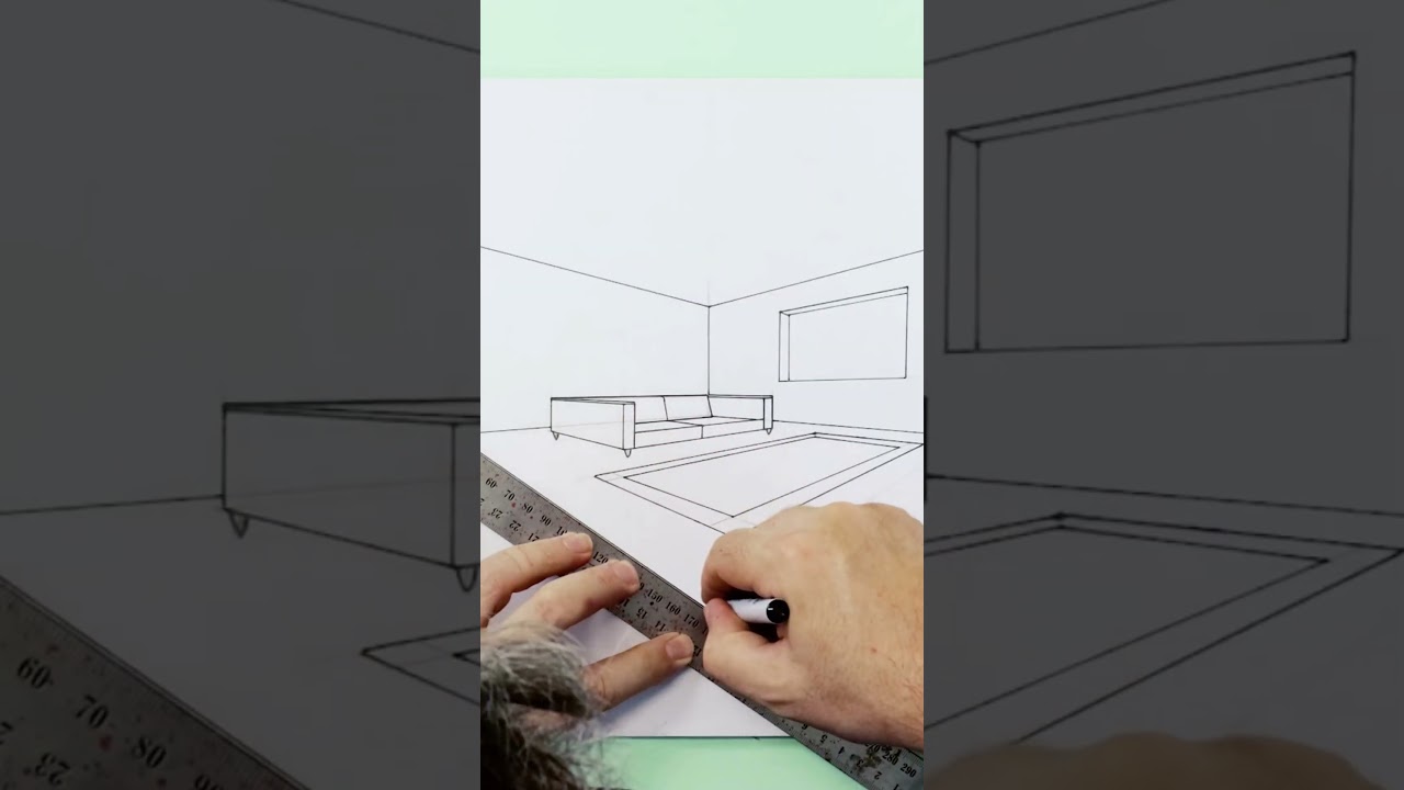 How to draw a room in 2-point perspective