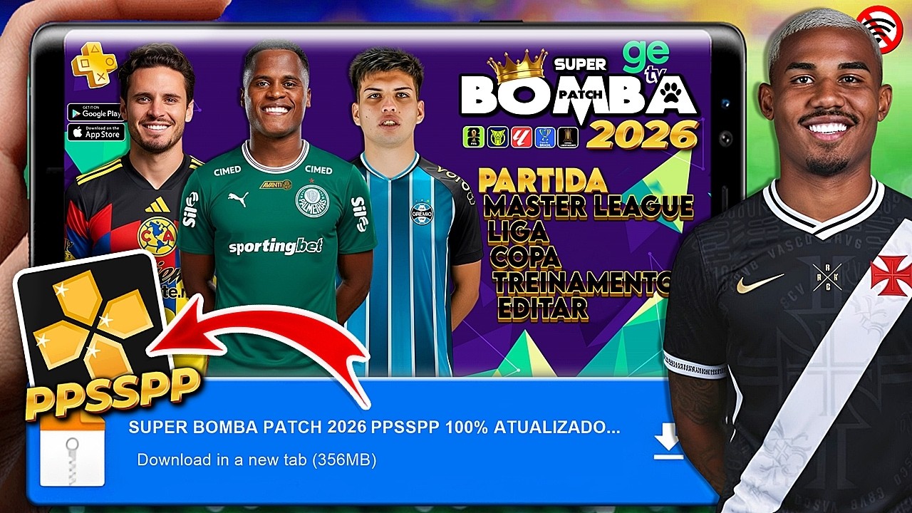 🚨 BOMBA PATCH 2026 (PPSSPP) MEDIAFIRE DIRETO! ATUALIZA&Ccedil;&Atilde;O NO CELULAR ANDROID ✅ MOD PES EFOOTBALL