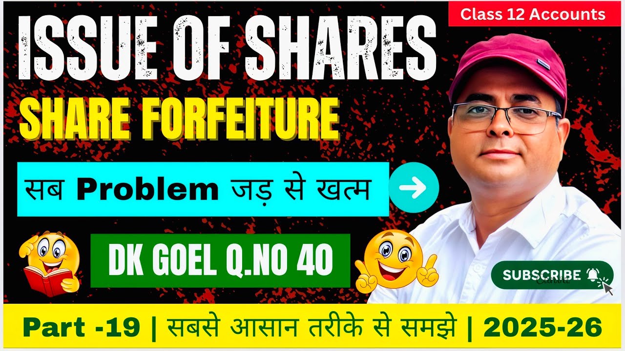 DK Goel Q.40 💯 Forfeiture of Shares Issued at Par | Issue of Shares | Class 12 Accounts
