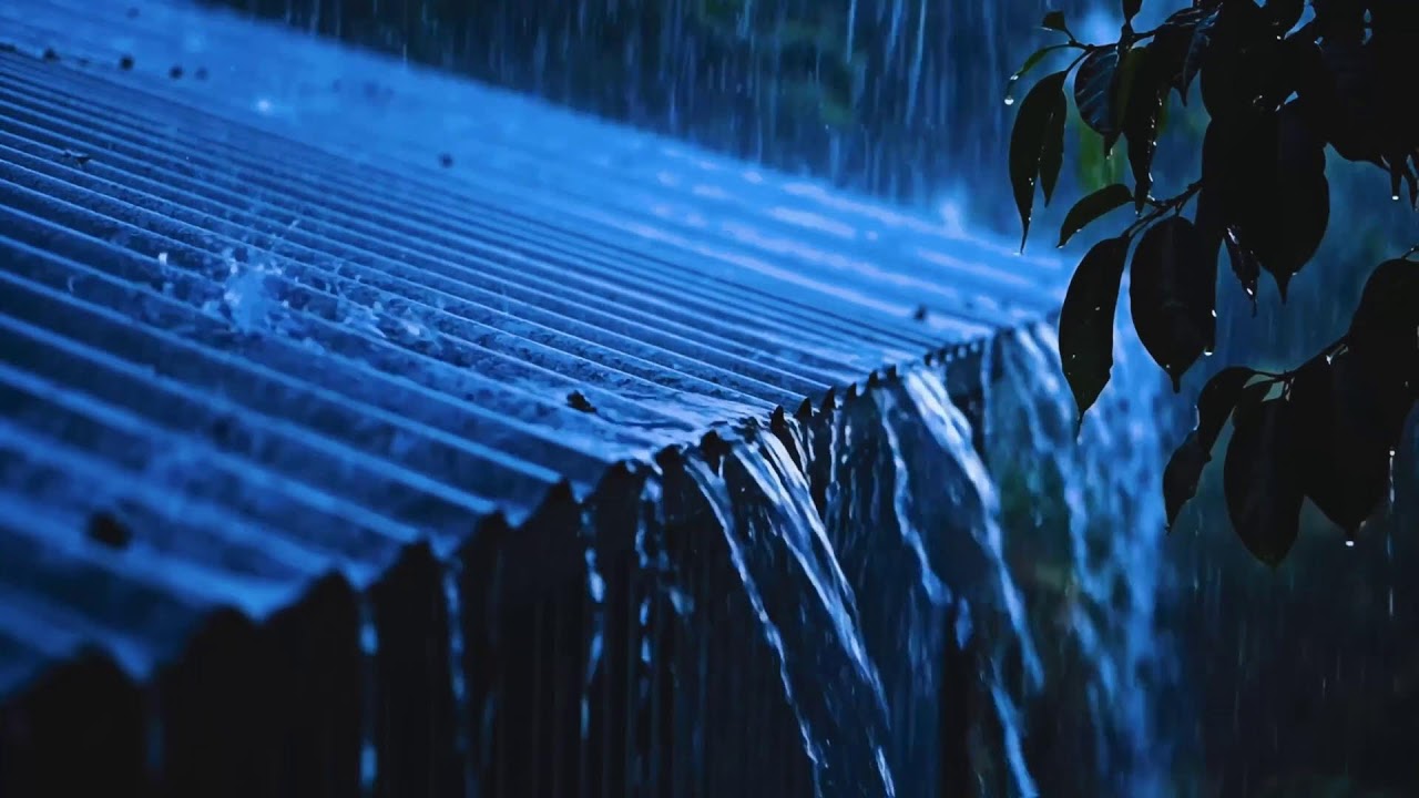 Romantic Night ASMR: Heavy Rain Drumming on Tin Roof, Intimate Midnight Serenity Soft Darkness100