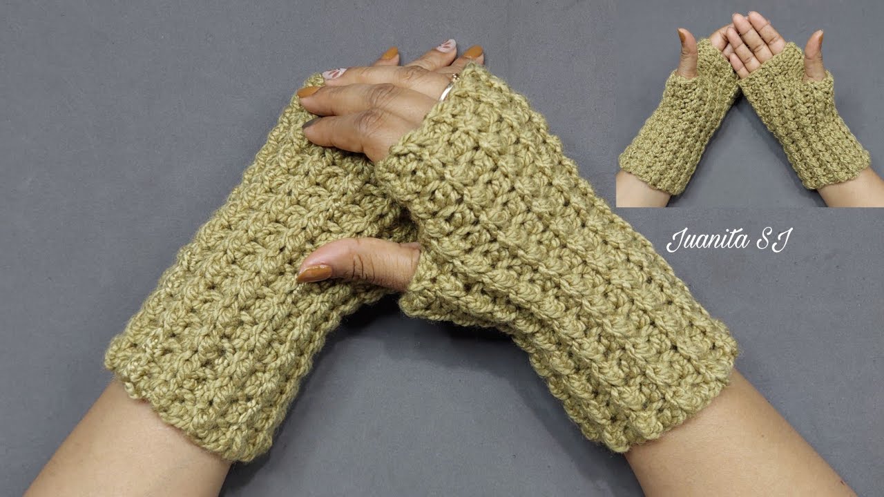 Cómo tejer Guantes a crochet / Guantes o Mitones tejidos Muy FÁCIL y Rápido