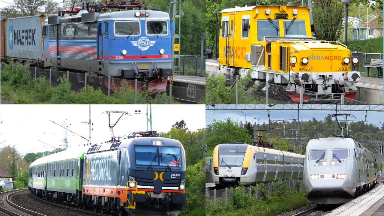 Trains / Tåg i Stenkullen på Västra Stambanan - Del 2 - 4k60