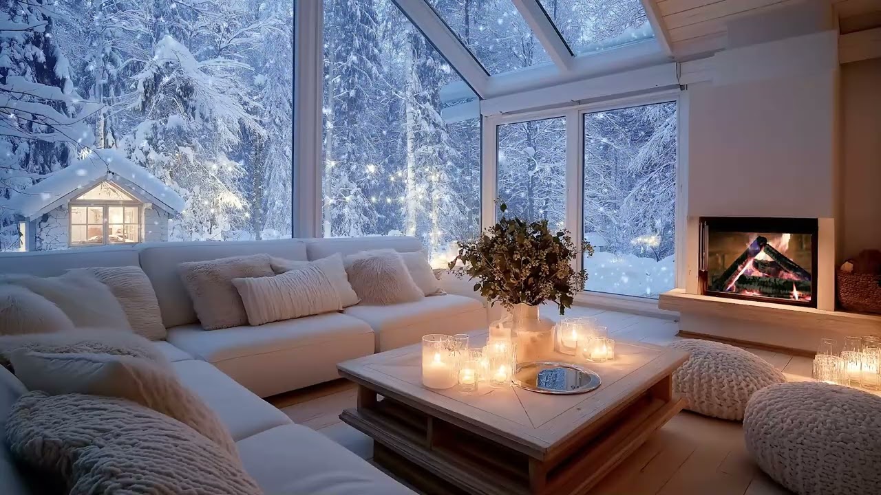 🔥💤 Fall Asleep Tonight with Winter Piano | Gentle Snow & Fireplace Glow | Beat Insomnia