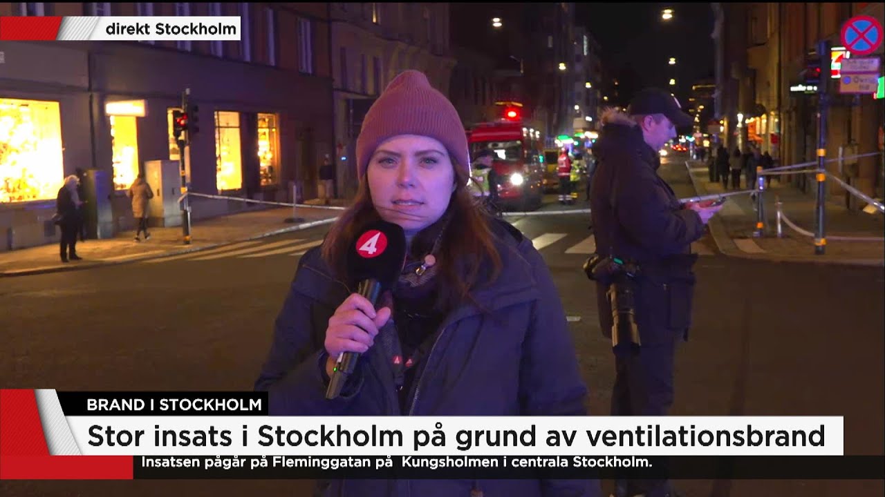 Brand i flerfamiljshus i centrala Stockholm - Nyheterna (TV4)