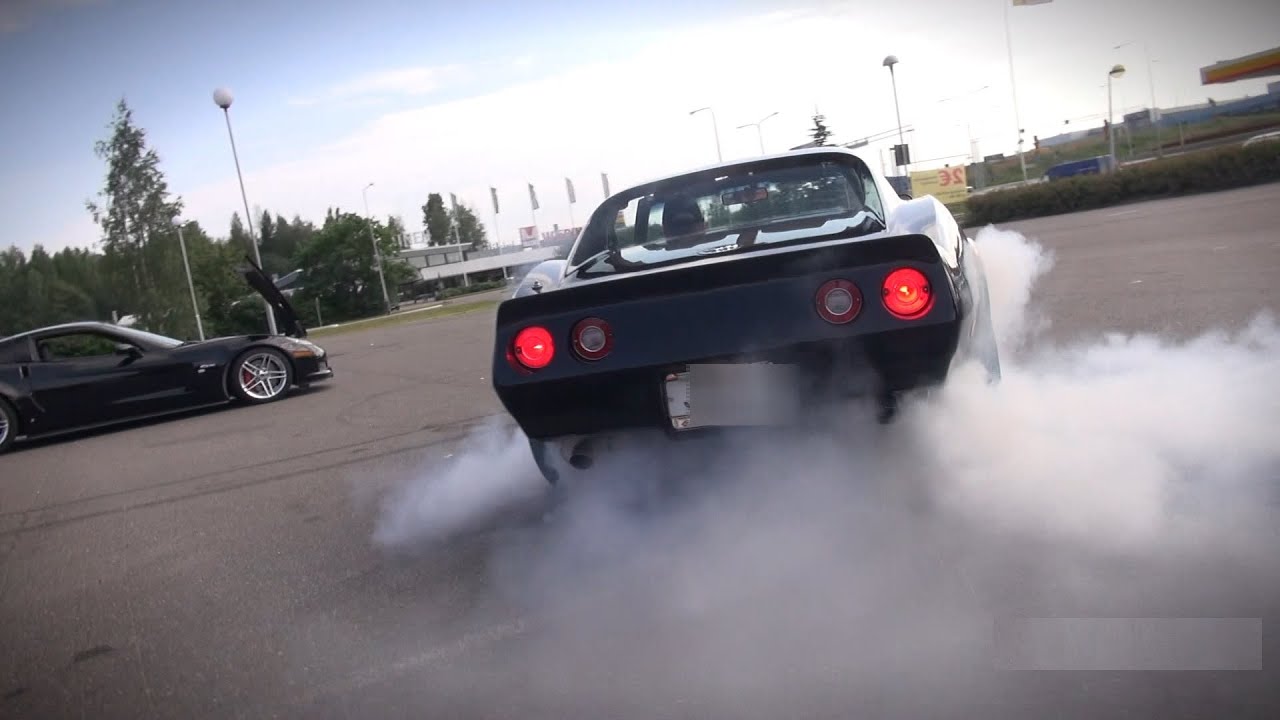 CORVETTE ACTION!! C3 383cid Burnout and C6 Z06 Donuts!
