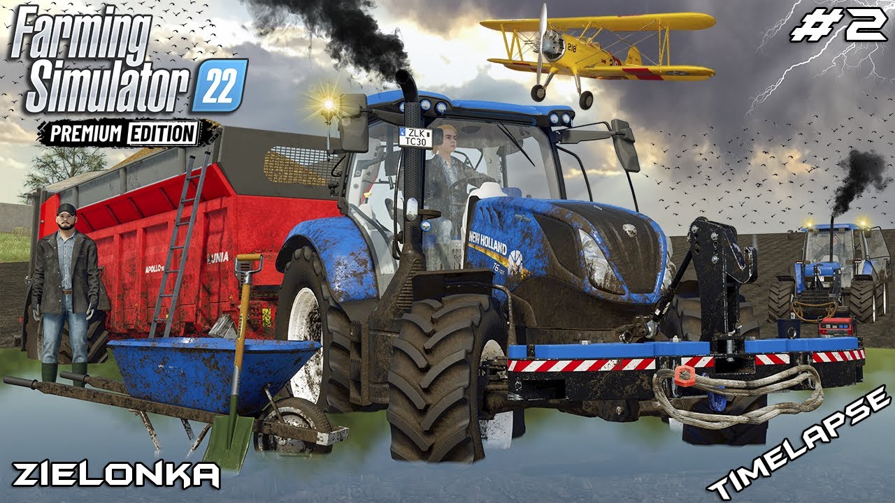Играем в ГРЯЗИ с NEW HOLLAND T6 и НАВОЗОРАЗБРАСЫВАТЕЛЕМ | Зелёнка | Farming Simulator 22 | Эпизод 2