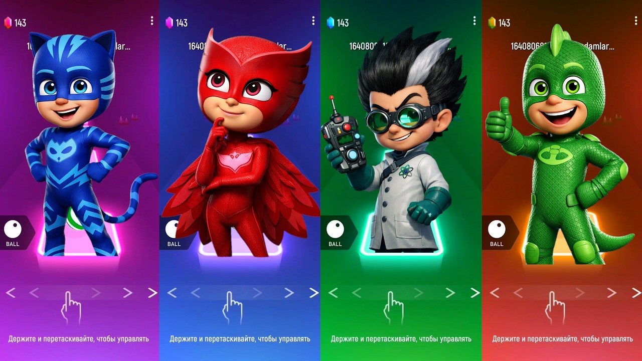 Catboy vs Owlette vs Romeo vs Gekko  Tiles Hop EDM Rush Challenge