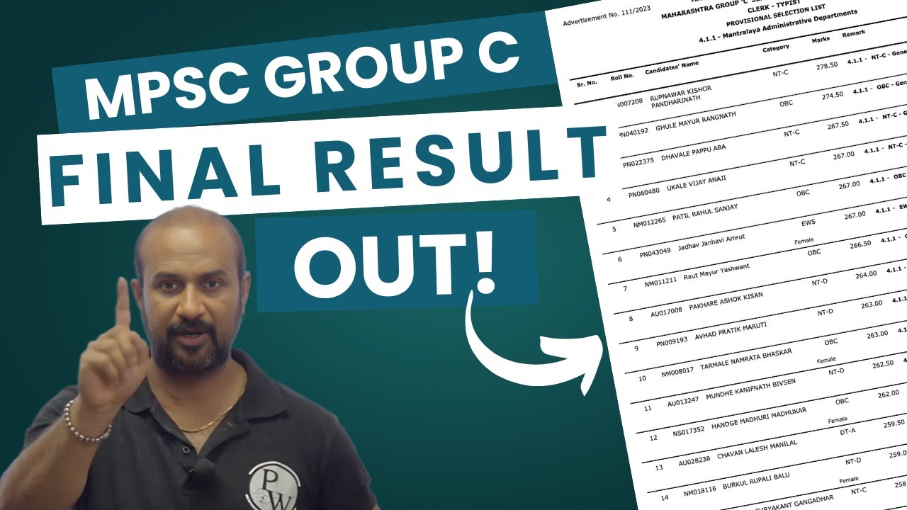Combine Group C 2023 Mains Result Out 🔥| MPSC Mains Cut Off 2023 | Group C Mains Result 2023