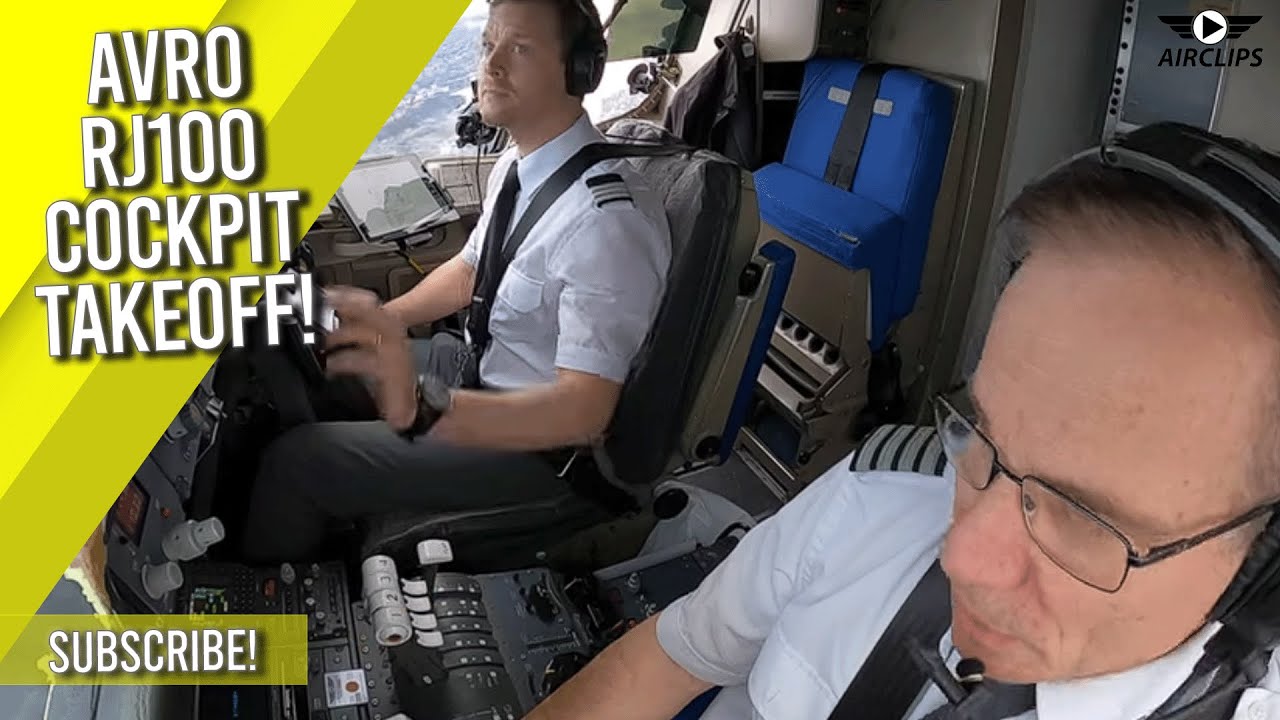 Avro RJ100 (BAe 146-300) Cockpit Takeoff: George piloting the 4-Holer out of Bromma! [AirClips]