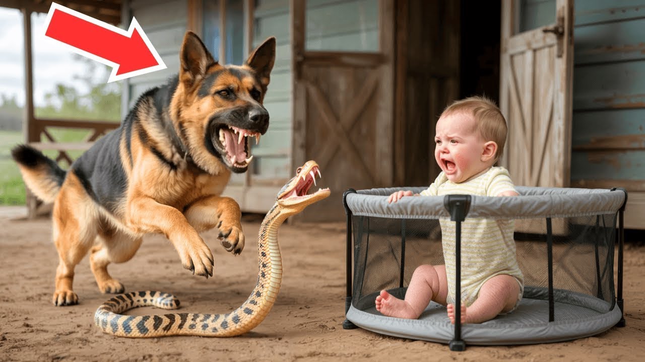 Máma nechala dítě s německým ovčákem — vrátila se a našla psa celého od krve