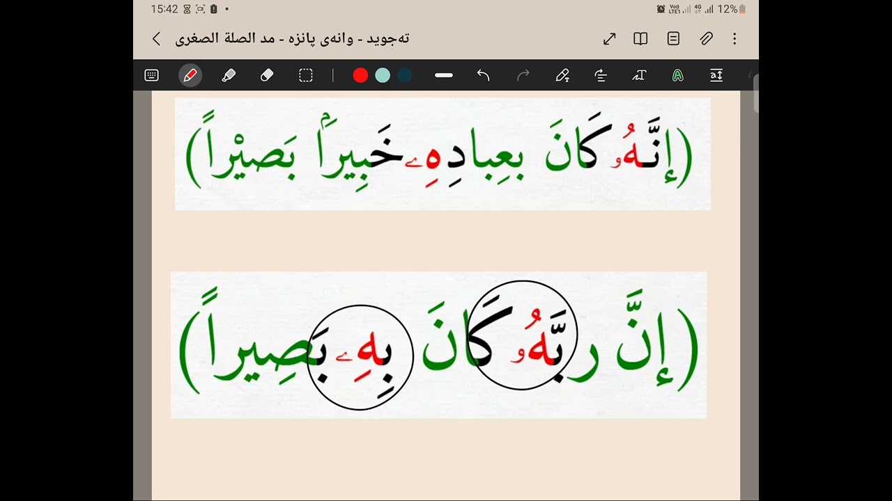 تەجوید - وانەی پانزە - ١٥ - مد الصلة الصغرى